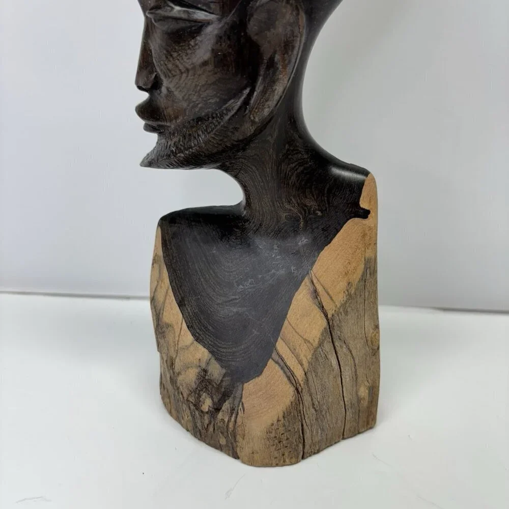 VTG. Original Kenyan Hand Carved African Male Bust Head‎ Wood - Picture 5 of 13
